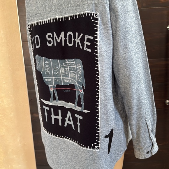 I'd Smoke That Blue Gray Shacket Size L - Picture 3 of 7